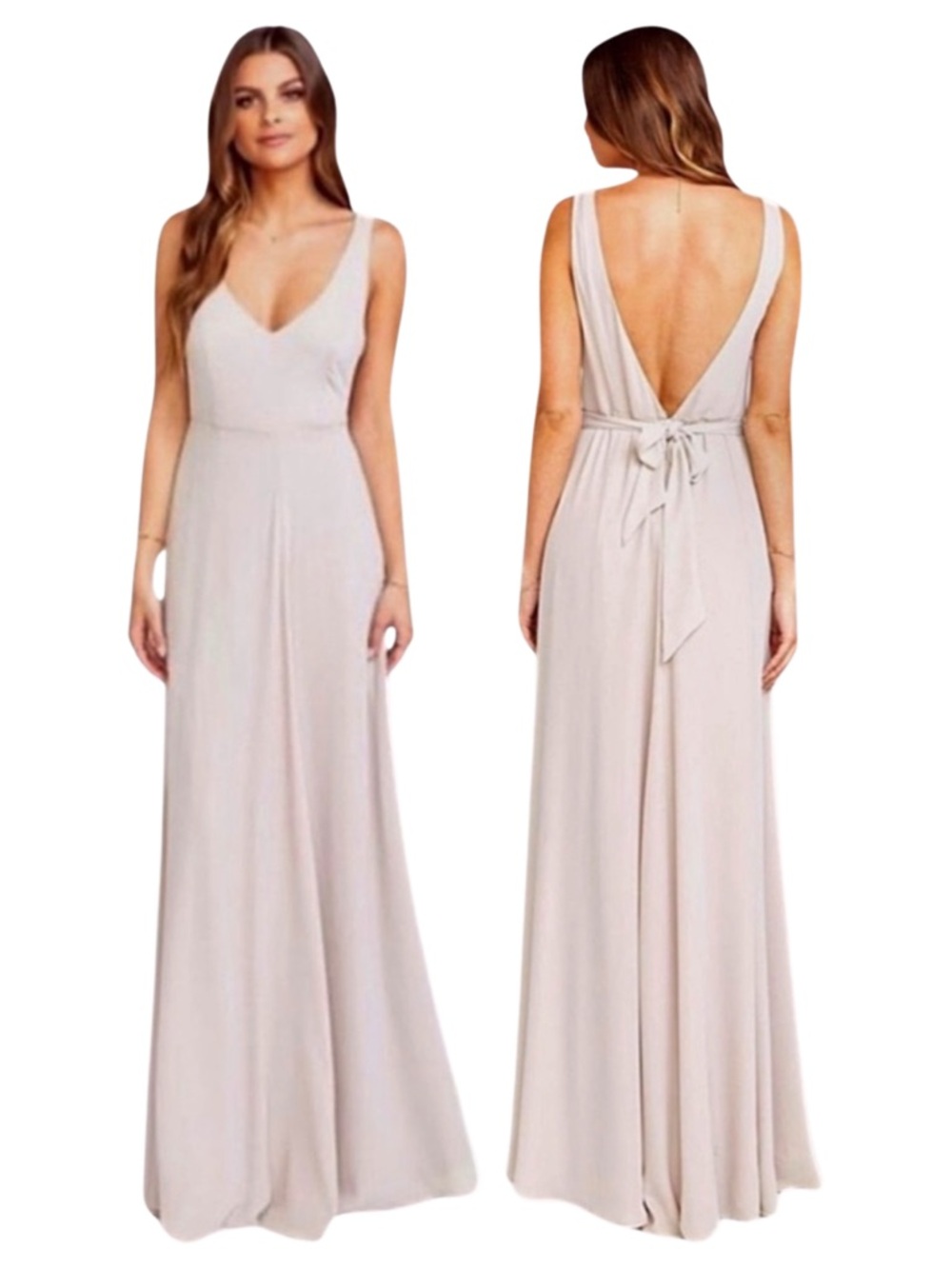 SHOW ME YOUR MUMU Jenn Maxi‎ Dress in Show Me The Ring Crisp (Beige) W/ Sash